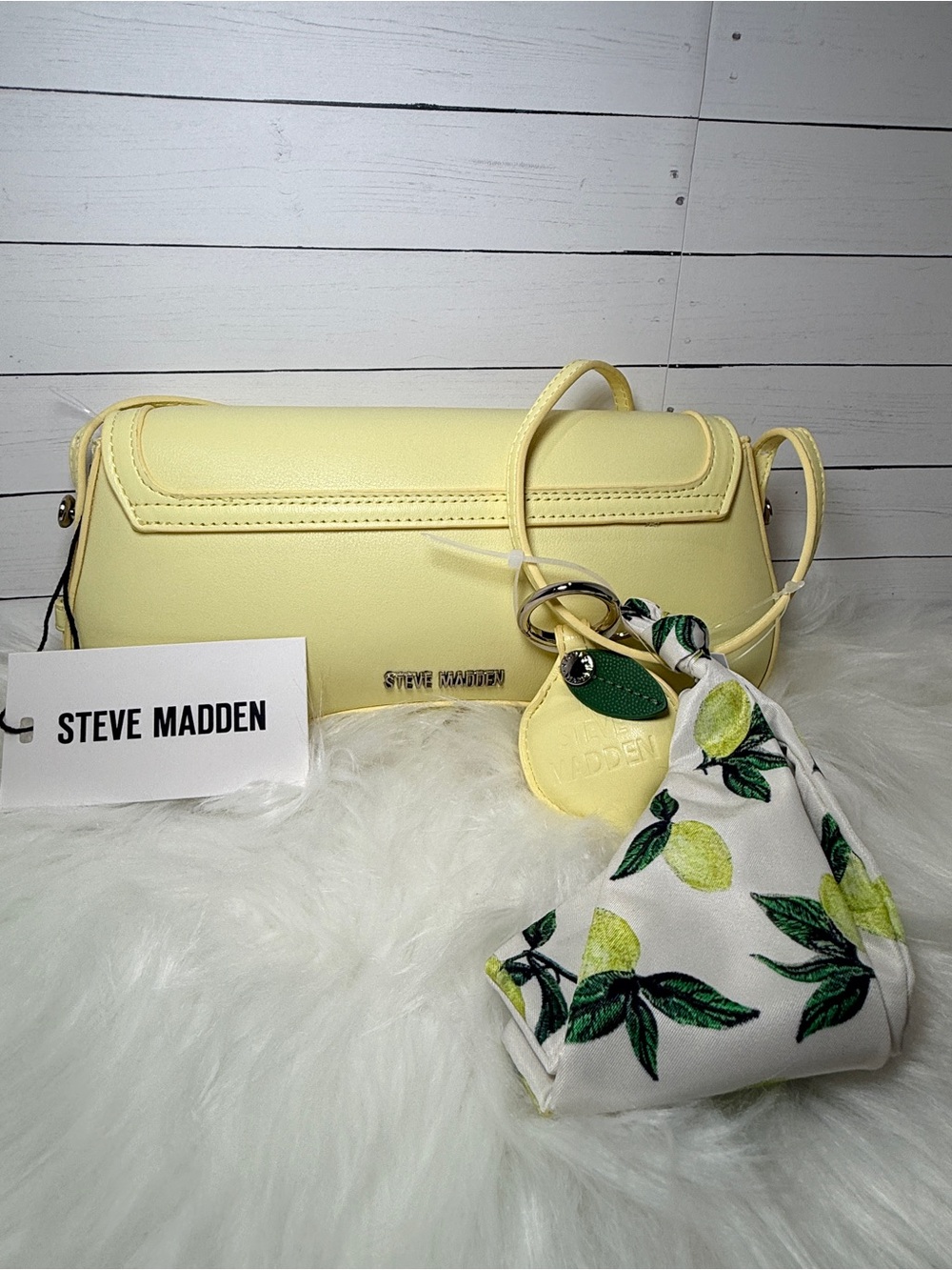 Steve Madden Pale Yellow Crossbody with Lemon Charm Scarf